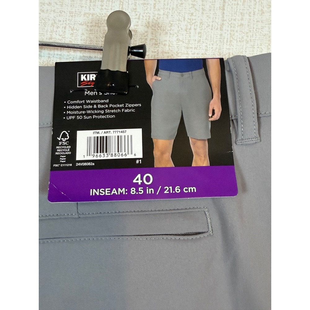 NWT‎ Kirkland Signature Mens Performance Shorts Gray UPF 50 •40• Gorpcore Golf